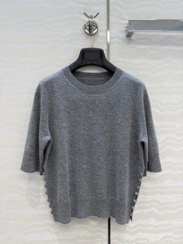シンプル 洗練された プラダ ニット 偽物 カシミヤ ニットトップス グレー