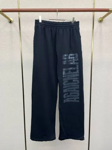 カジュアル ロゴ入り スウェットパンツ バレンシアガ パンツ 偽物 ブラック