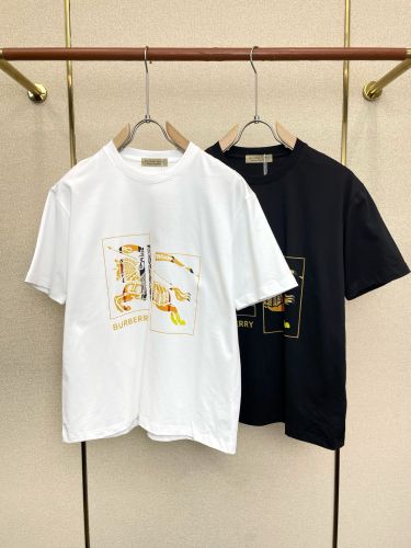 シンプル ロゴプリント 半袖Tシャツ バーバリー Tシャツ 偽物 クルーネック