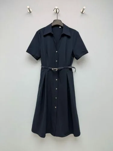洗練された 上品 半袖シャツワンピース バーバリー ワンピース 偽物 ネイビー