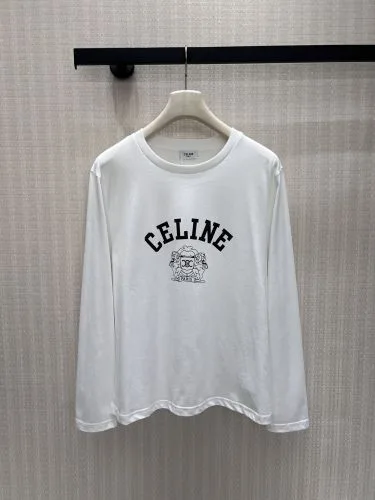 シンプル カジュアル ロゴプリント 長袖Tシャツ セリーヌ Tシャツ 偽物 ホワイト