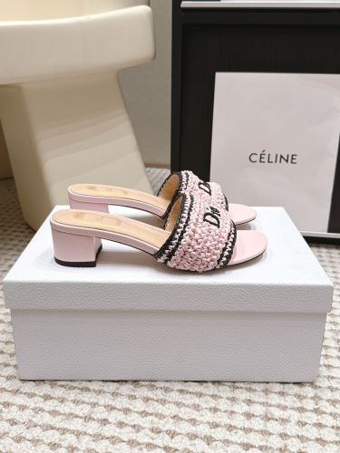 Dioriviera Dior Woven ヒールスライド クリスチャン・ディオール サンダル スーパーコピー ピンク