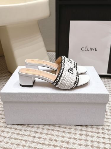 Dioriviera Dior Woven ヒールスライド クリスチャン・ディオール サンダル スーパーコピー ホワイト
