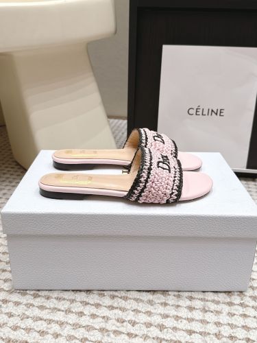 クリスチャン・ディオール サンダル スーパーコピー Dioriviera Dior Woven スライド ピンク