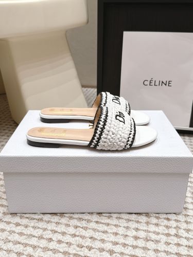 クリスチャン・ディオール サンダル スーパーコピー Dioriviera Dior Woven スライド ホワイト