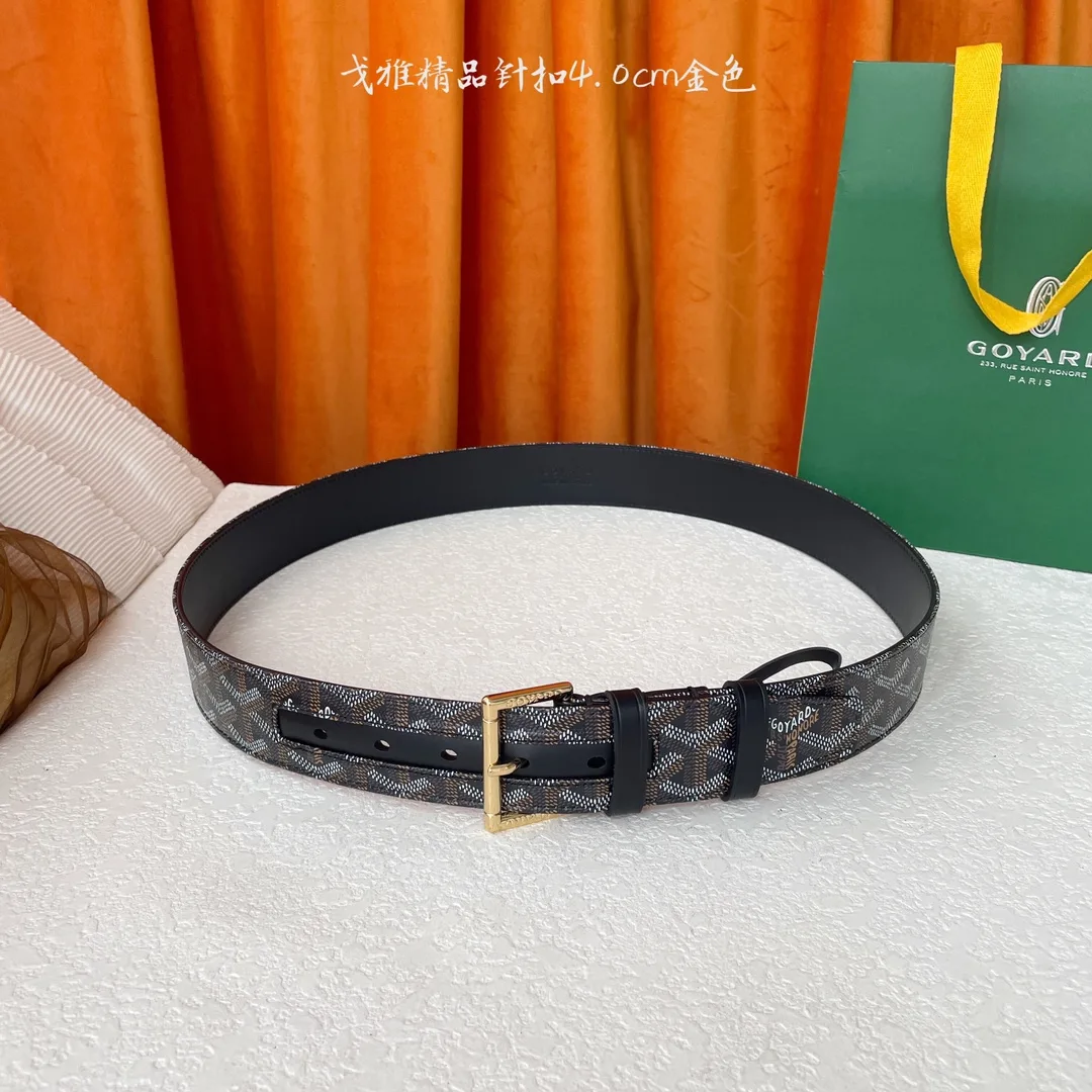 ゴヤール ベルト コピー 40mm 目を惹く ヘリンボーン柄 レザーベルト