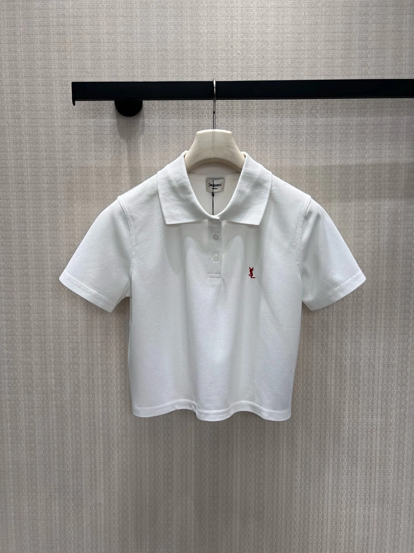 カジュアル コットン 半袖ポロシャツ イヴ・サンローラン Tシャツ コピー ホワイト