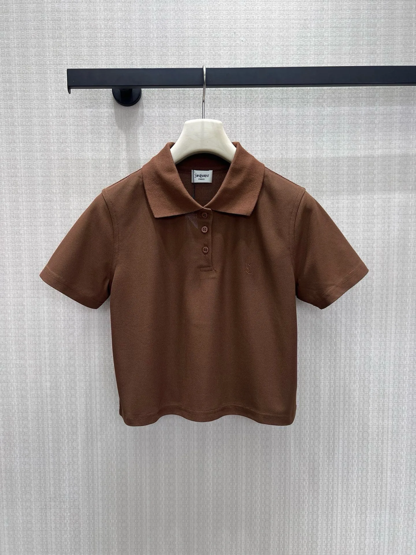 カジュアル コットン 半袖ポロシャツ イヴ・サンローラン Tシャツ コピー ブラウン