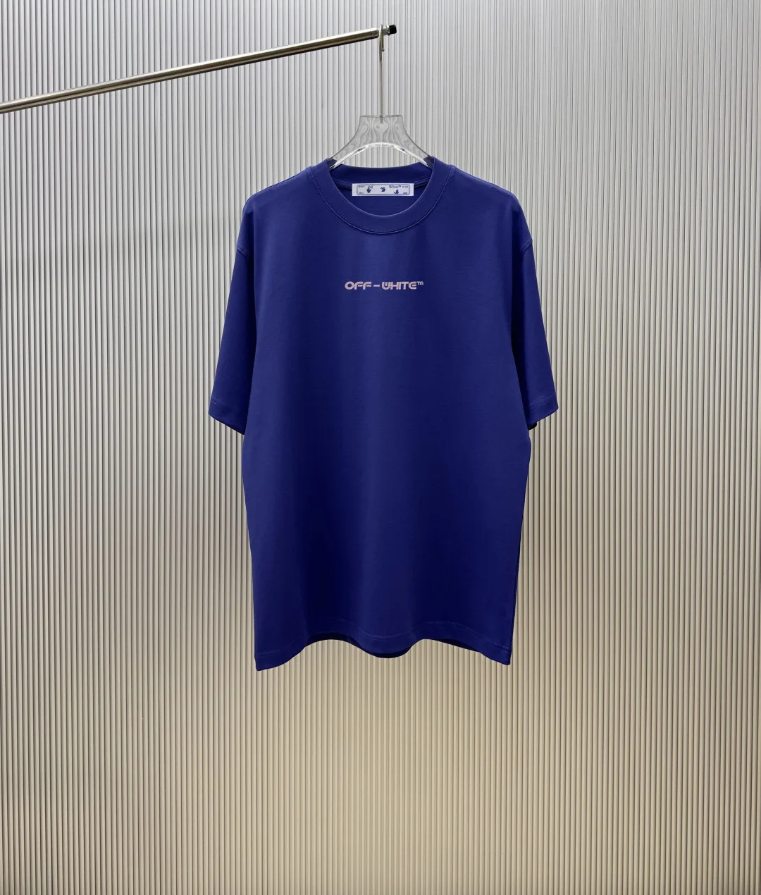 ユニセックス ロゴプリント オフホワイト Tシャツ 偽物 コットン 半袖Tシャツ ブルー