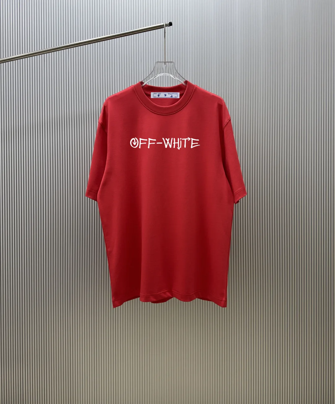 ユニセックス カジュアル オフホワイト Tシャツ 偽物 コットン クルーネック 半袖Tシャツ レッド