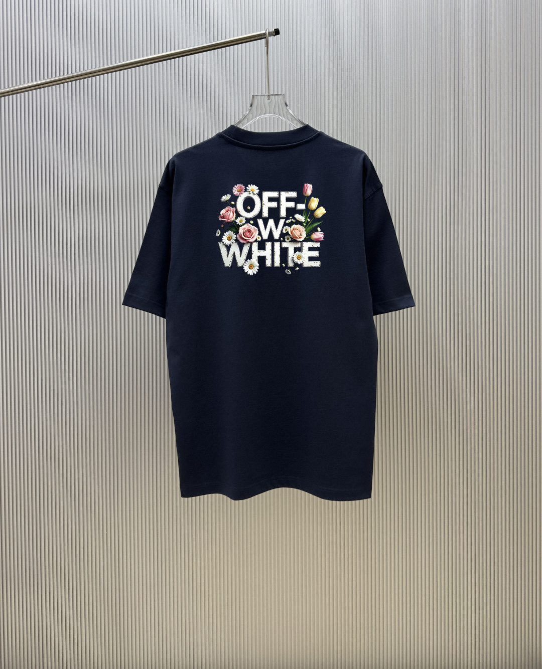 おしゃれ プリント オフホワイト Tシャツ 偽物 カジュアル 半袖Tシャツ ネイビー