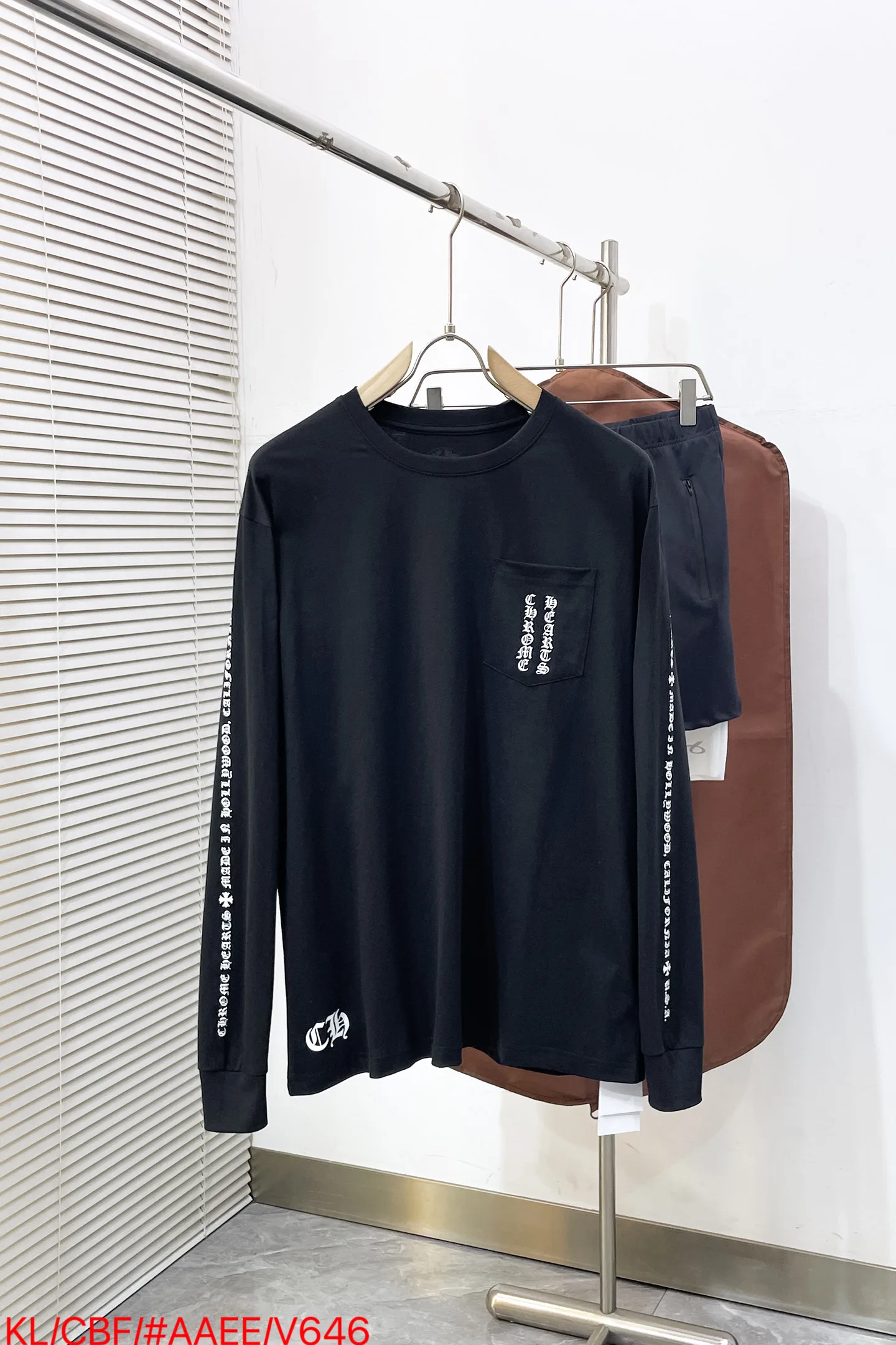 ストリート カジュアル クロムハーツ Tシャツ 偽物 コットン 長袖Tシャツ ブラック