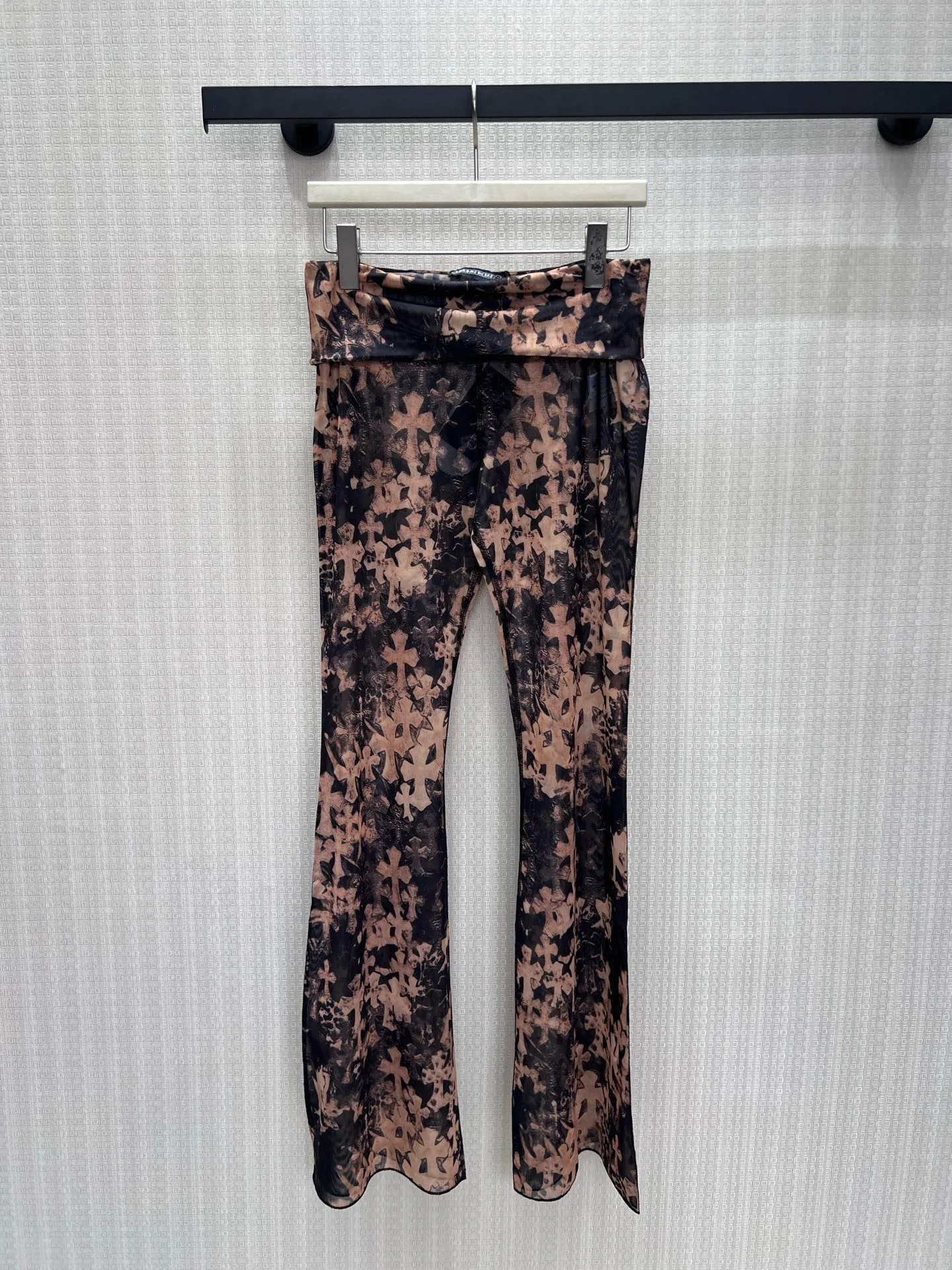 クロスモチーフ 総柄 フレアパンツ クロムハーツ パンツ 偽物 ストレッチ