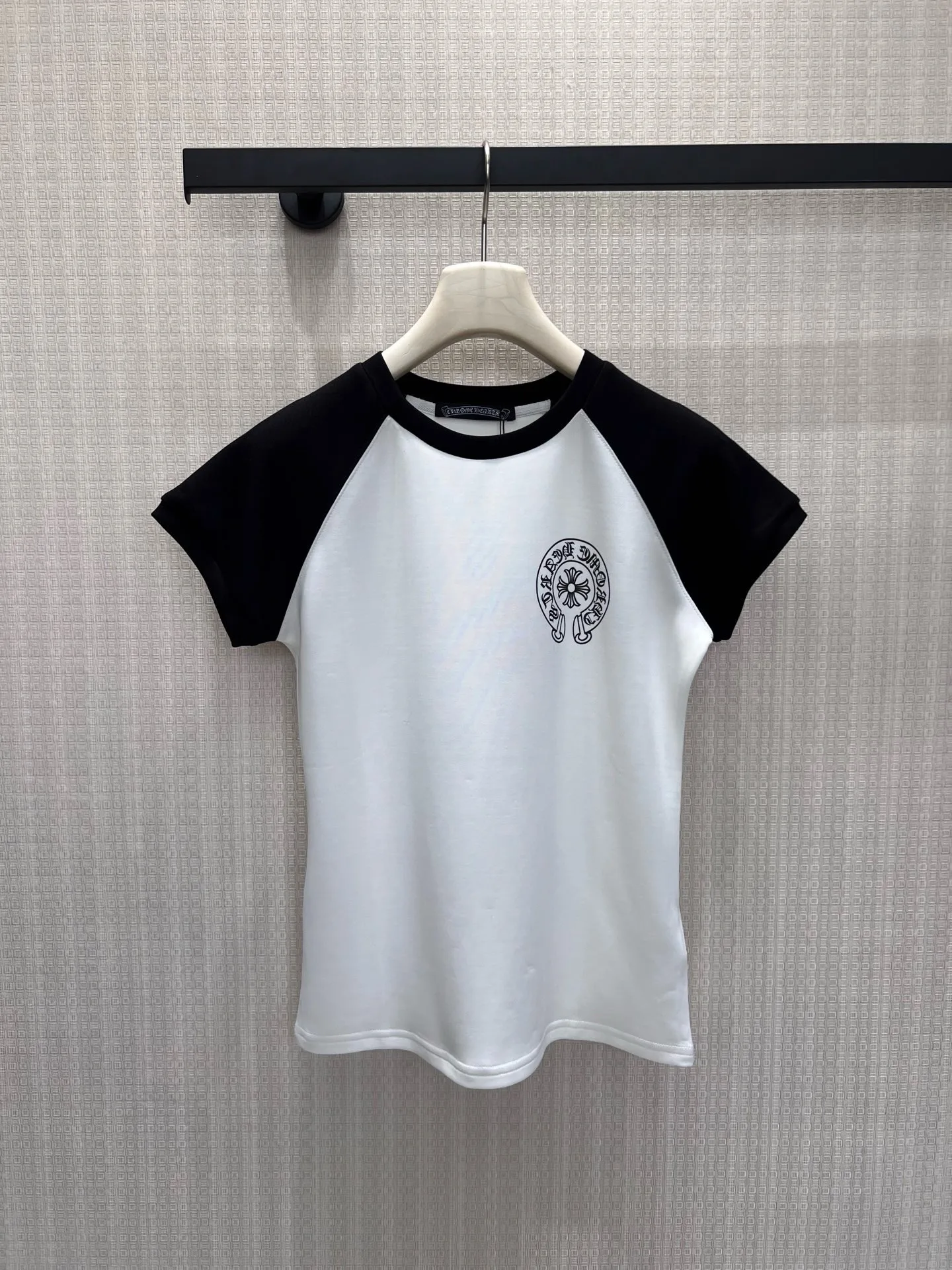 配色 ラグランスリーブ 半袖Tシャツ クロムハーツ Tシャツ 偽物 ホワイト