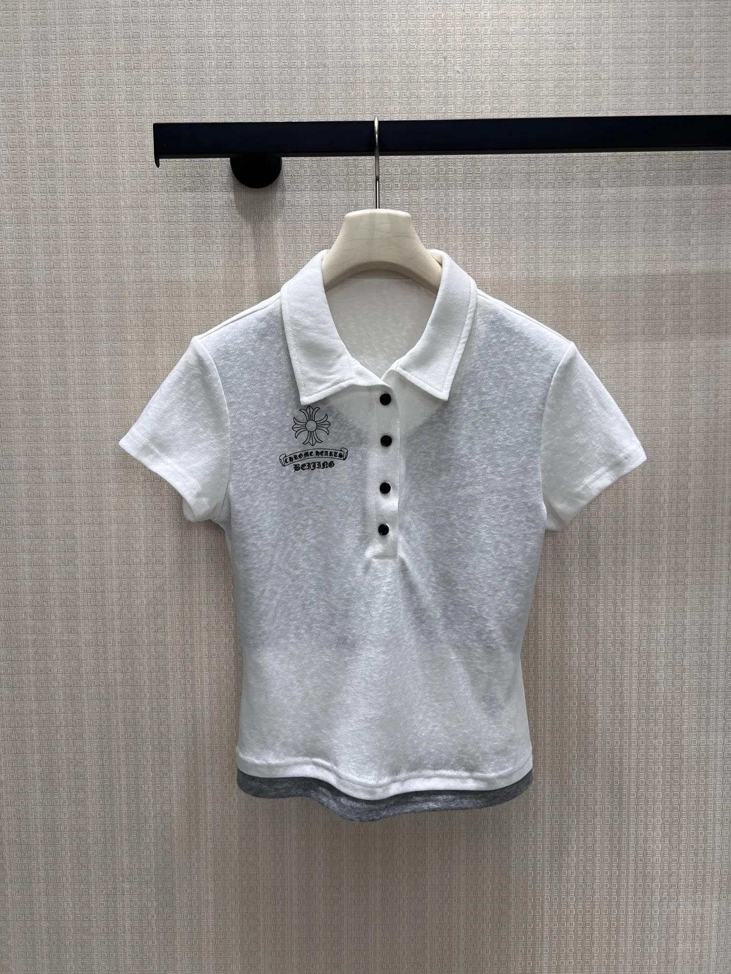 洗練された 配色 ロゴ 半袖ポロシャツ クロムハーツ Tシャツ 偽物 ホワイト