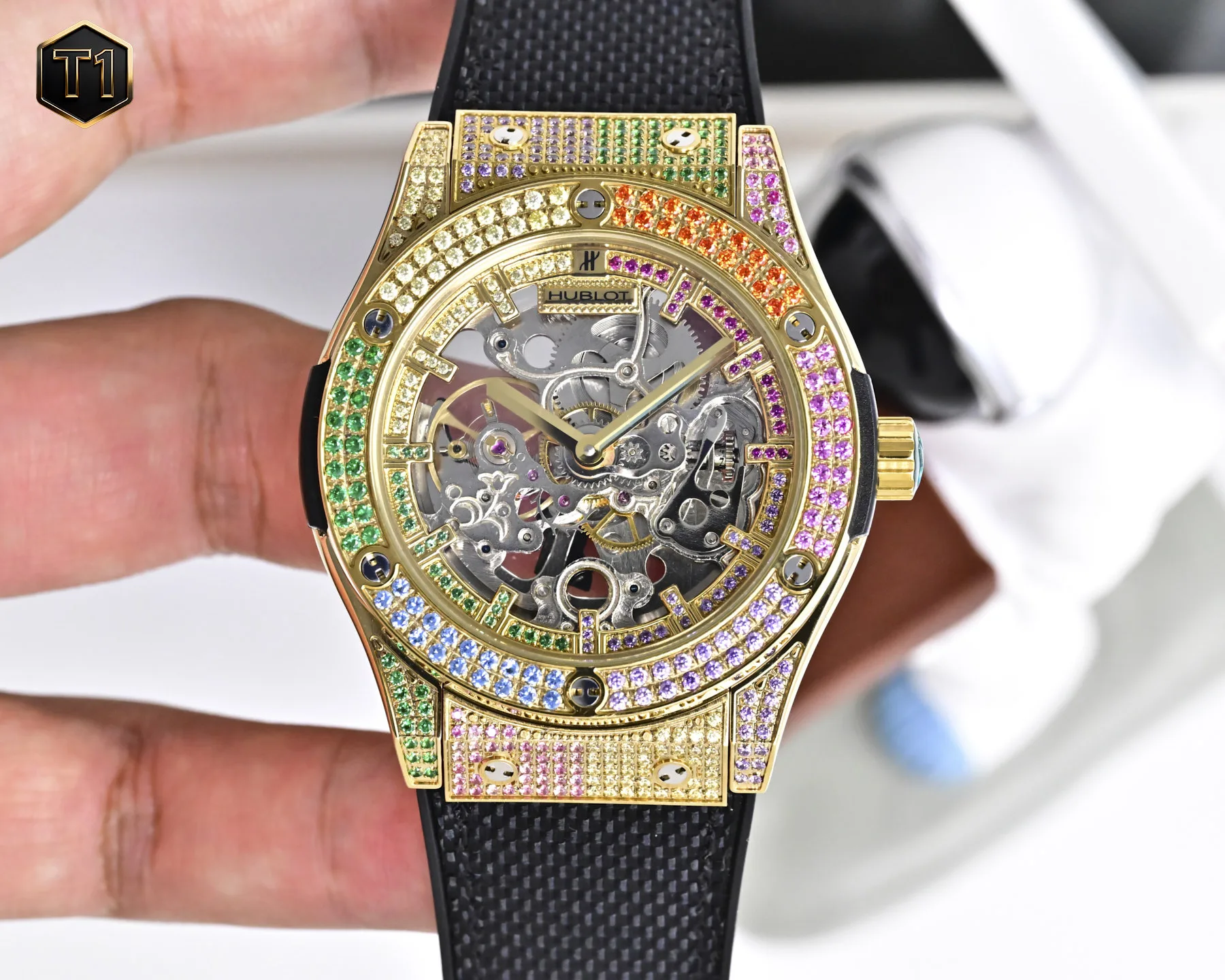 マルチストーン メンズ ウォッチ スケルトン ウブロ 時計 コピー 45mm