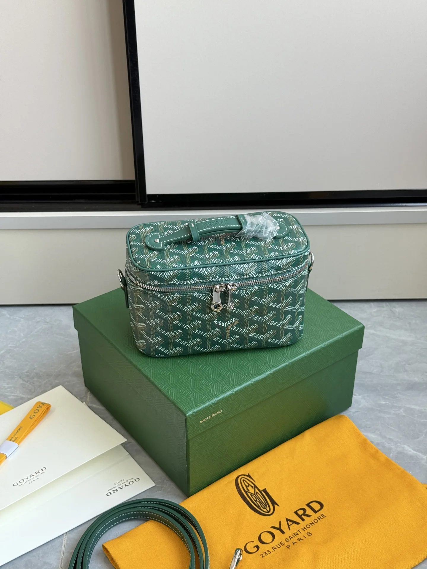 ゴヤール スーパーコピー エレガント ヘリンボーン柄 ミューズ バニティバッグ グリーン