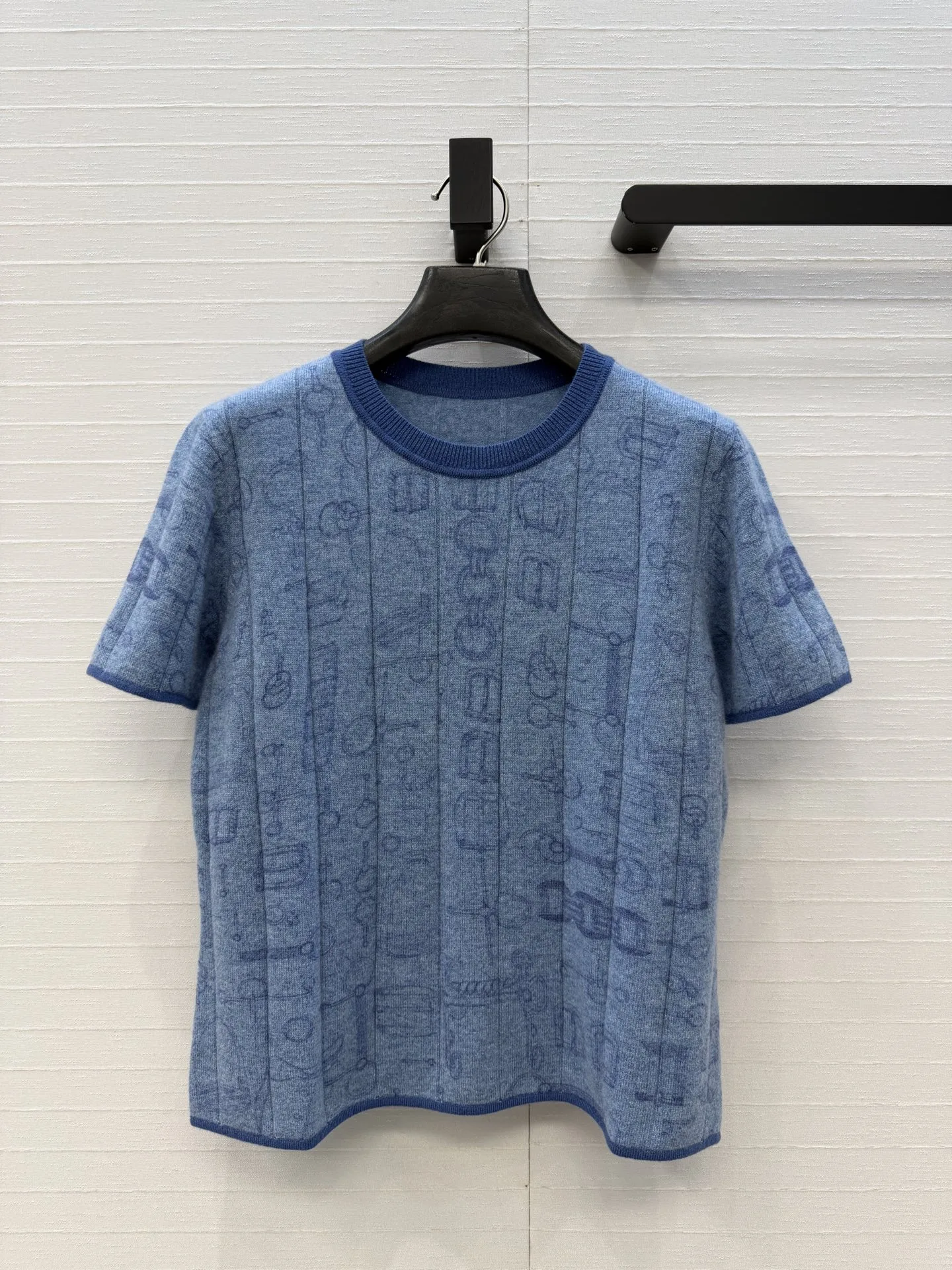 お洒落 上品 カシミヤ ショートスリーブニット エルメス ニット コピー ブルー