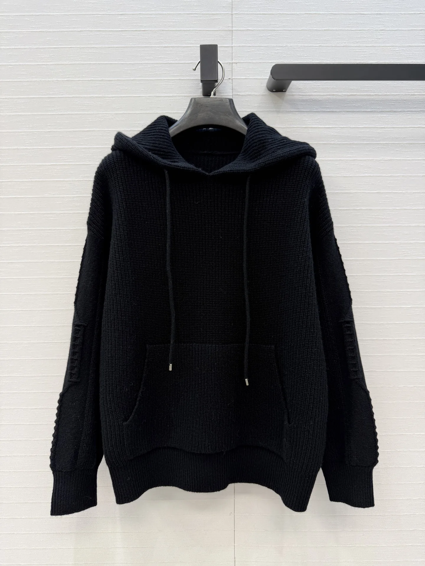 カジュアル カシミヤ フーデッドニット エルメス ニット コピー ブラック