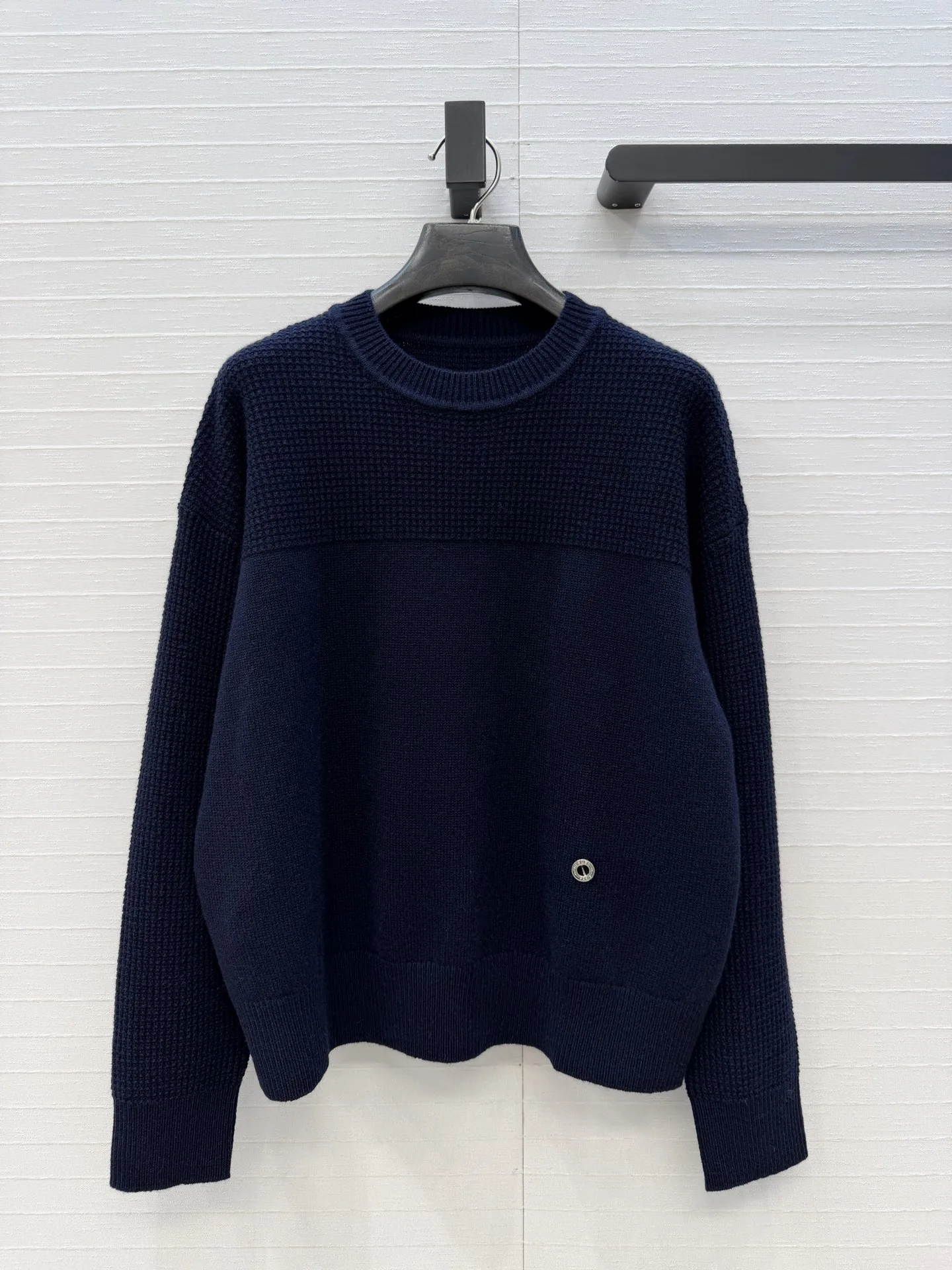 シンプル カシミヤ クルーネック プルオーバー エルメス セーター コピー ネイビー