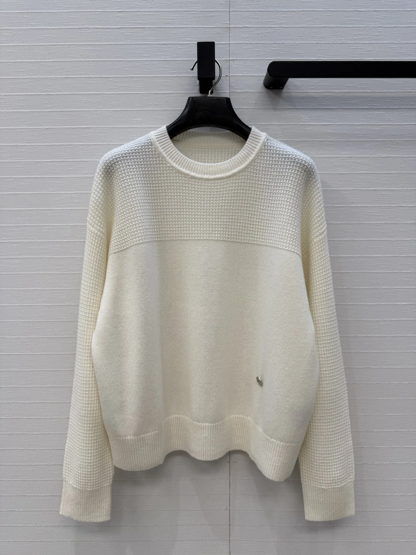 シンプル カシミヤ クルーネック プルオーバー エルメス セーター コピー ホワイト