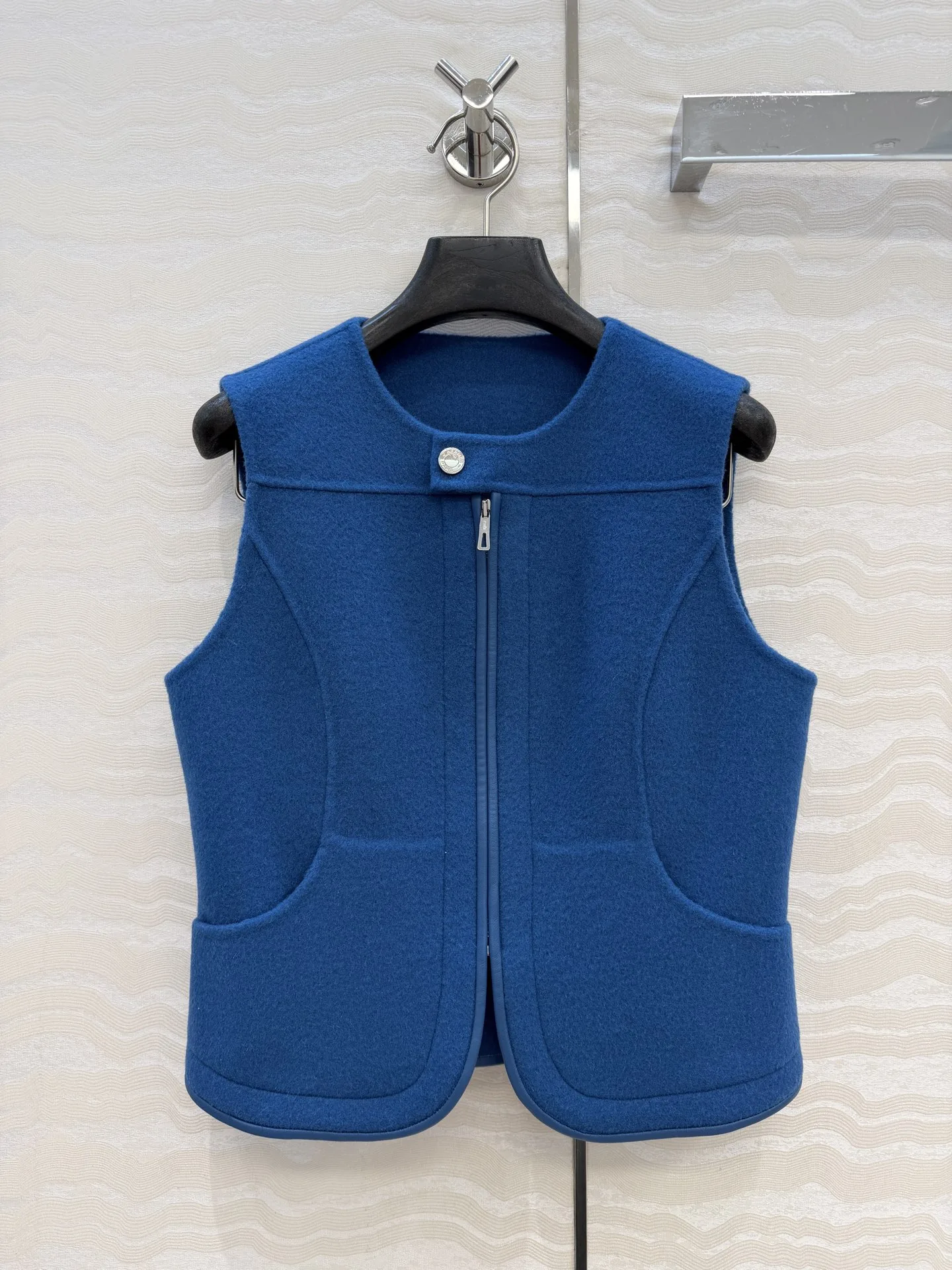 ウール カシミヤ ジップアップベスト エルメス ジャケット コピー ブルー