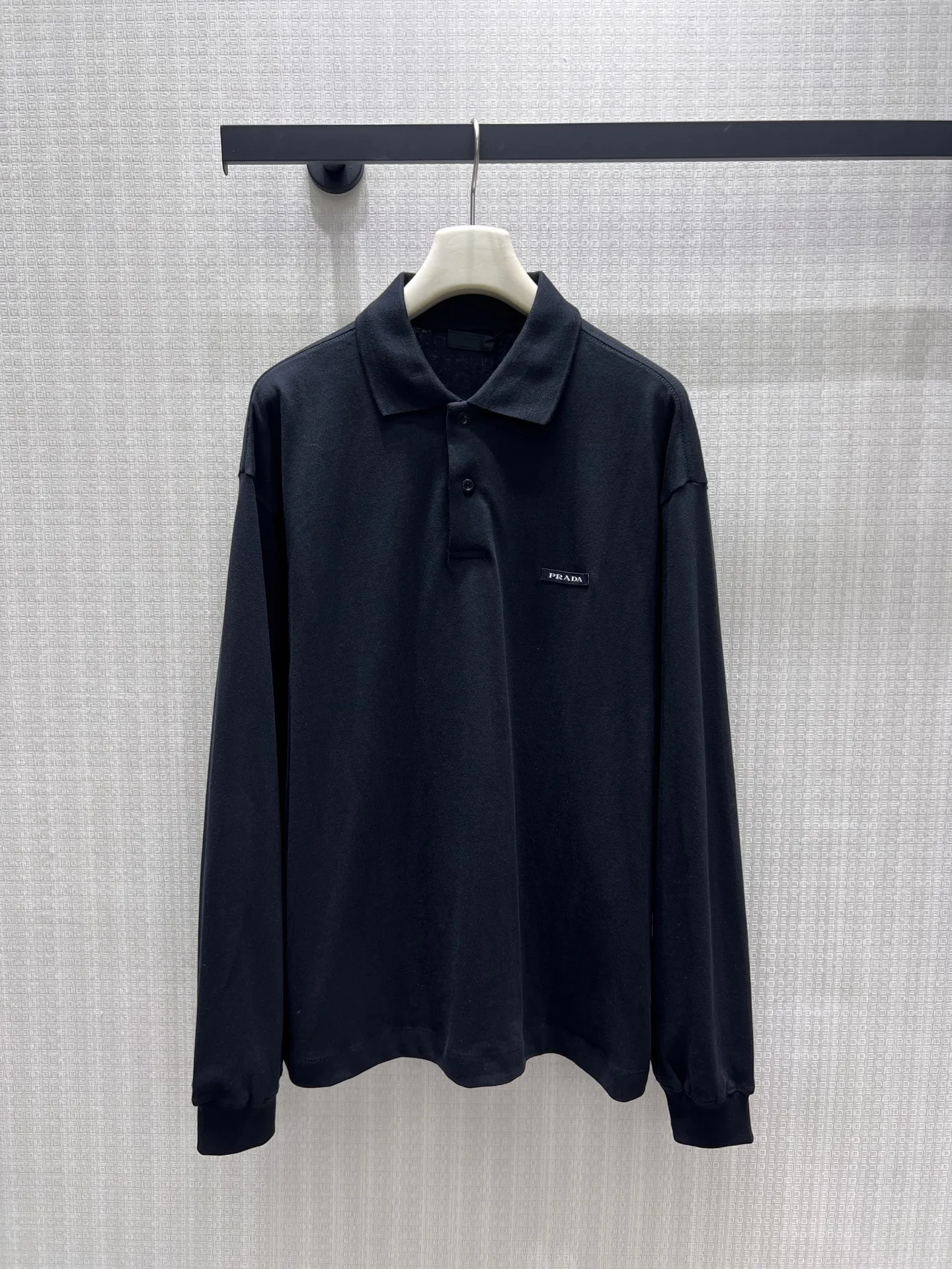 シンプル カジュアル プラダ Tシャツ 偽物 コットン 長袖 ポロシャツ ブラック