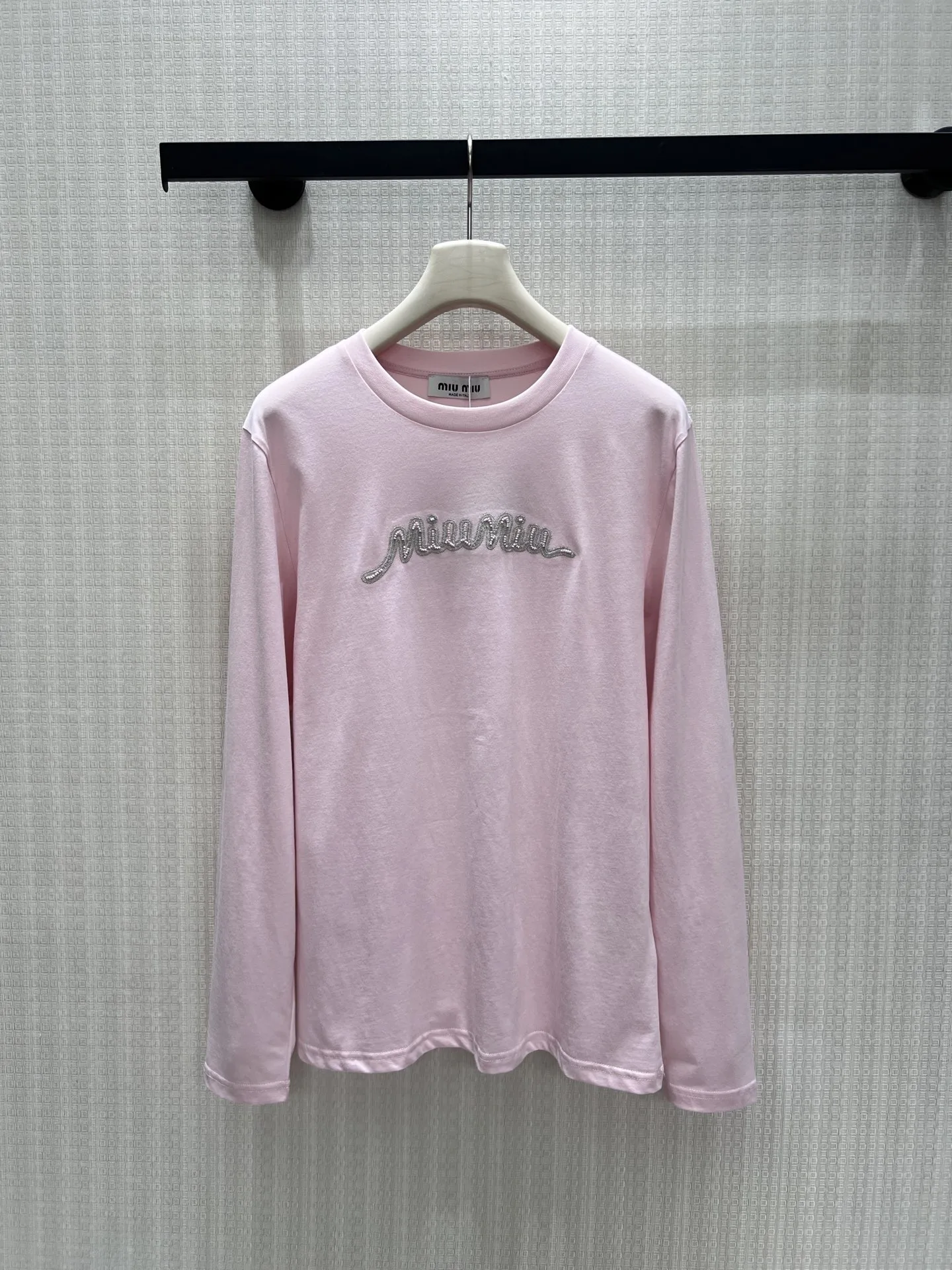 ベーシック 合わせやすい ミュウミュウ Tシャツ 偽物 コットン 長袖Tシャツ ピンク