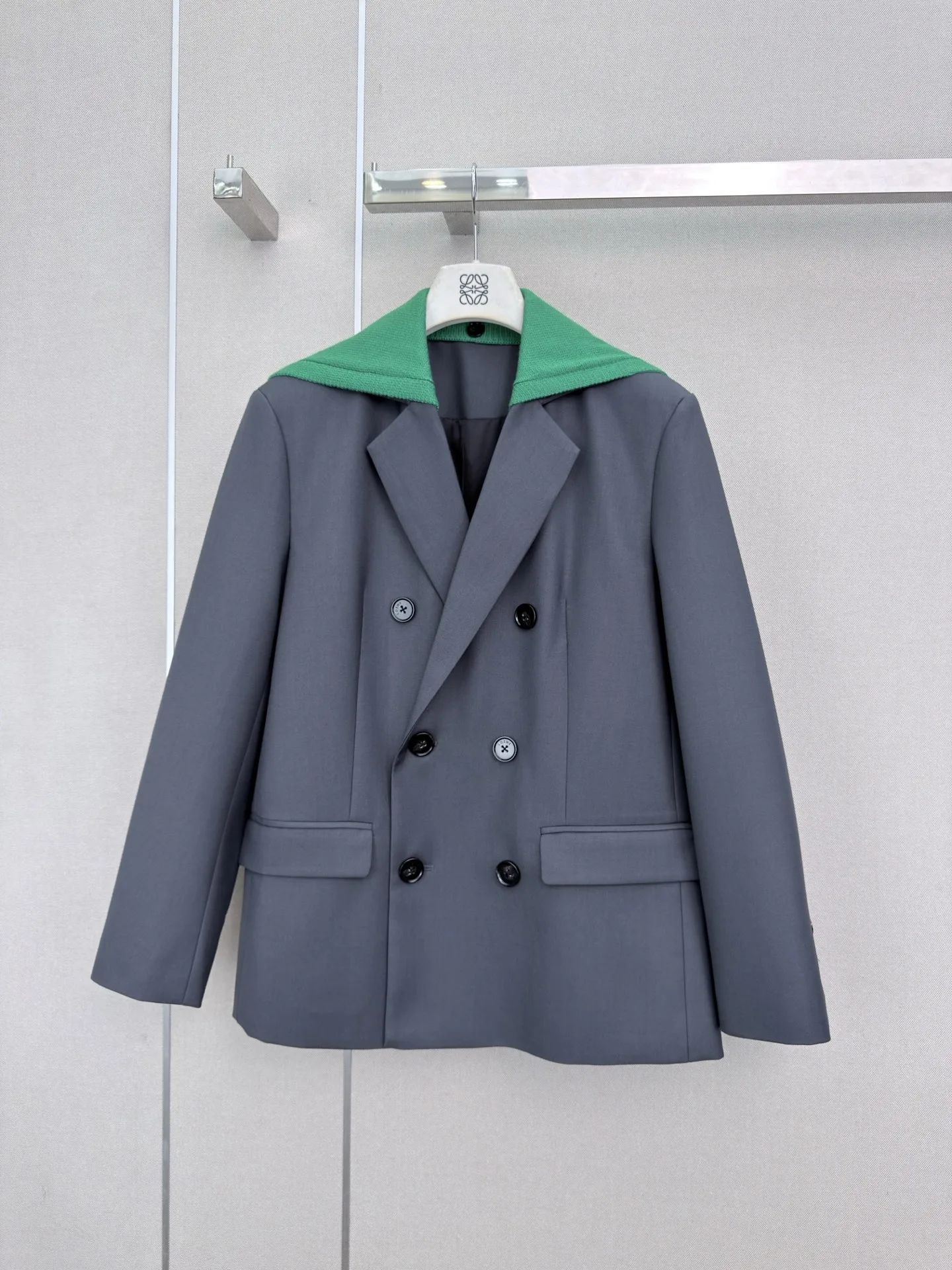 人気 お洒落 2WAY ダブルブレストジャケット ロエベ ジャケット 偽物 グレー