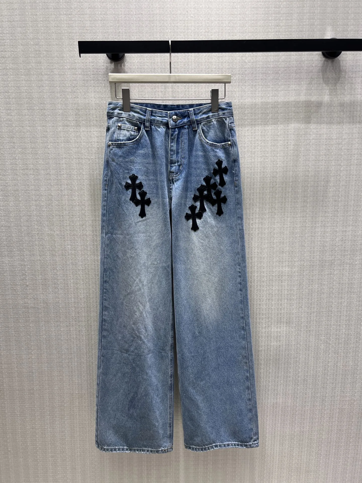 定番 お洒落 クロスパッチ デニムパンツ クロムハーツ ジーンズ コピー ブルー