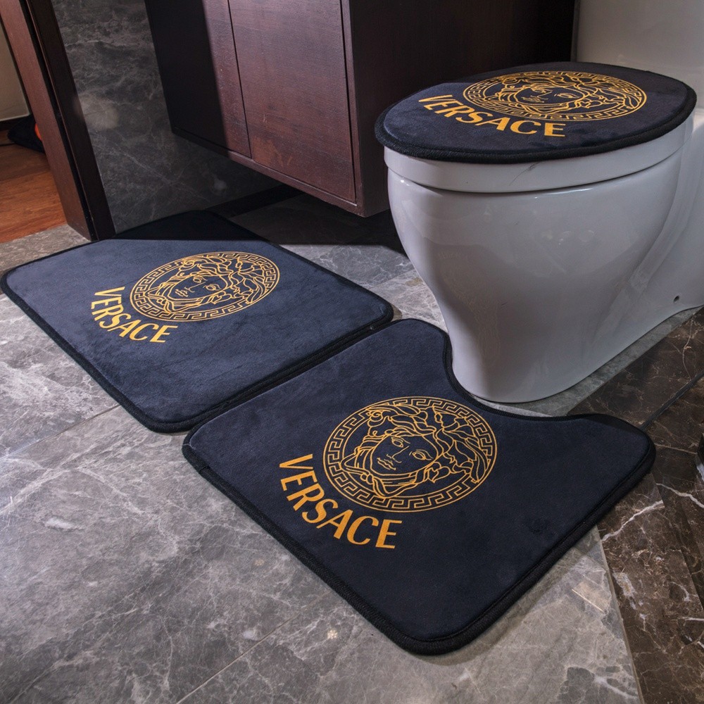 ヴェルサーチェ トイレマットセット コピー ブラック 心地良いです 滑るのを防ぎます 静かな音 浴室 人気