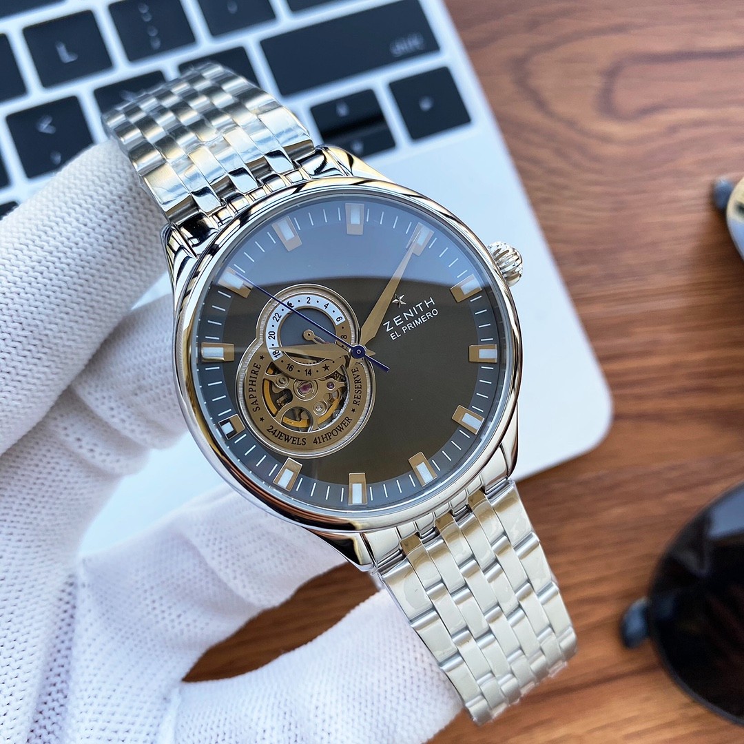 エレガント 上品 ファッション ゼニス 時計 コピー メンズ シンプル ビジネス カジュアル ステンレスハンド 腕時計 