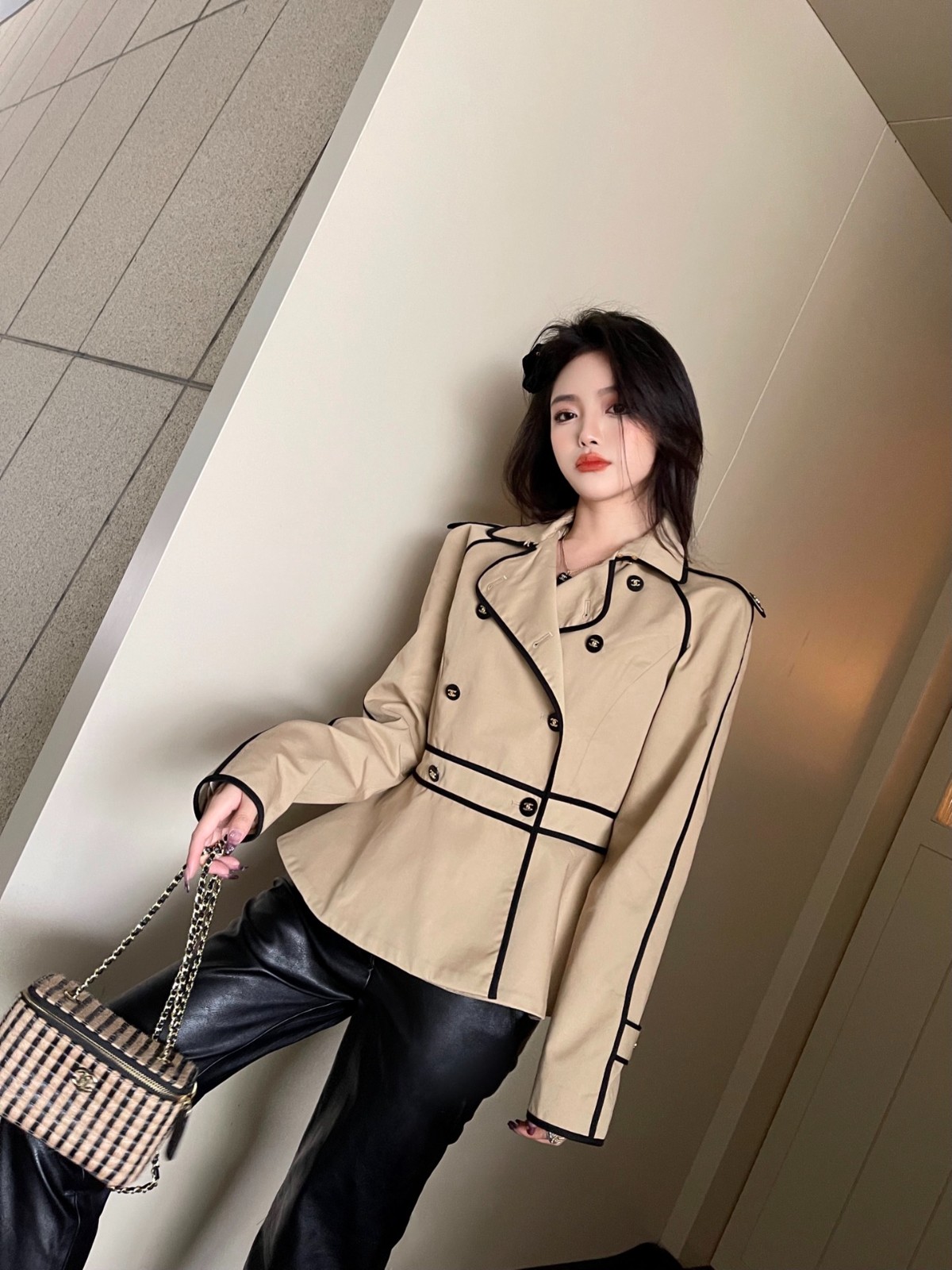 上品 フェミニン 可愛い ショート丈 トレンチコート シャネル