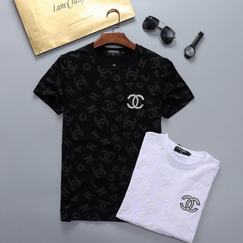 おしゃれ 立体ロゴ クルーネック シャネル tシャツ コピー 人気 半袖 定番 カジュアル トップス ホワイト ブラック