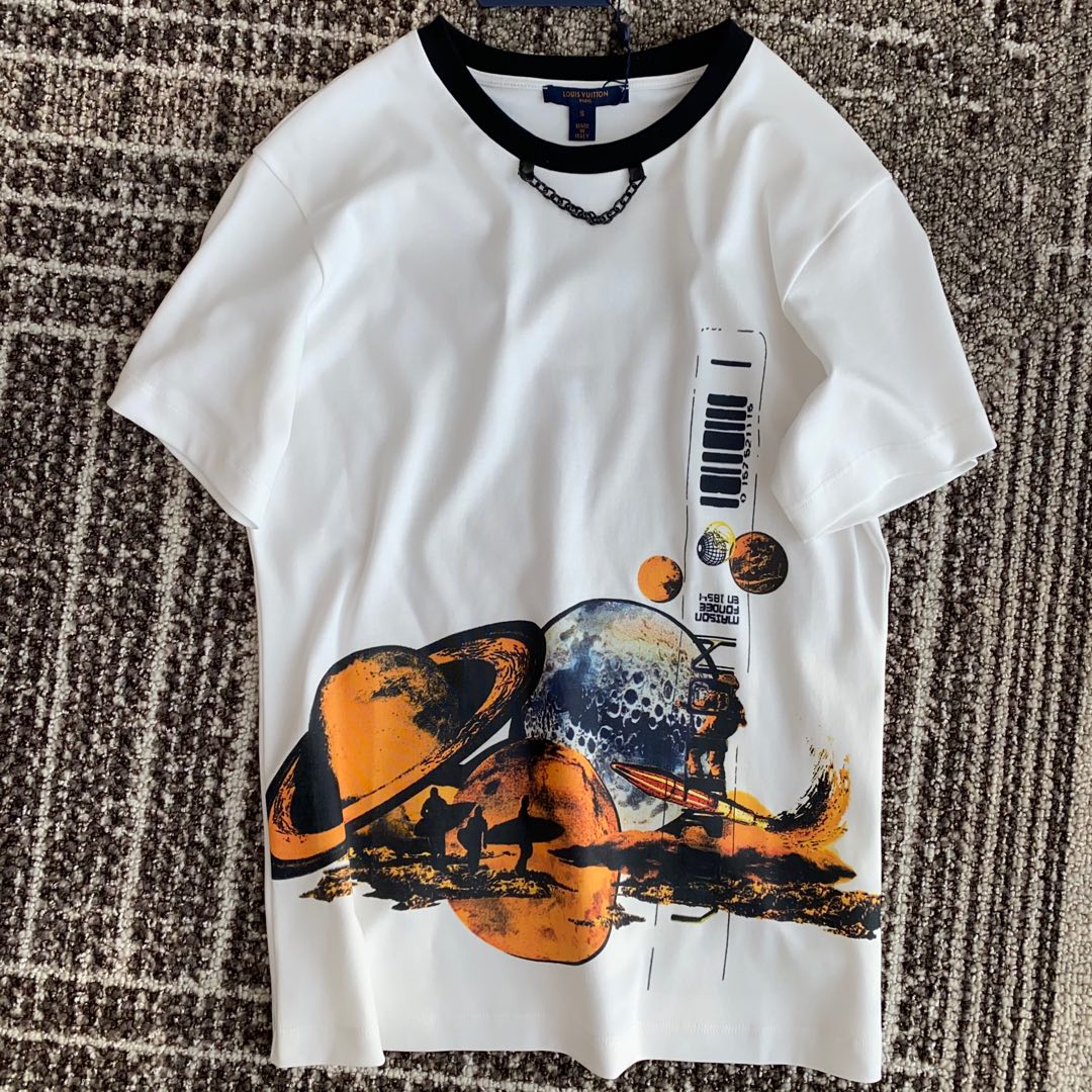 おしゃれ プリント クルーネック ルイ・ヴィトン Tシャツ コピー 半袖 春夏 カジュアル ゆったり トップス