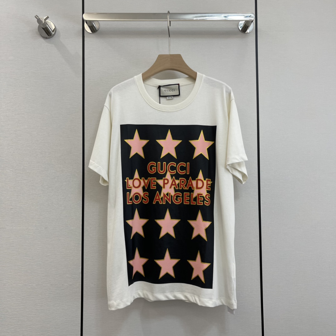 春夏 新作 プリント ゆったり ユニセックス グッチ 半袖Tシャツ コピー クルーネック おしゃれ トップス カジュアル