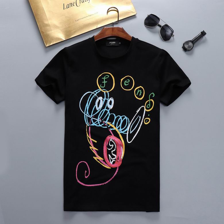 メンズ おしゃれ ロゴ シーホース プリント 半袖 トップス クルーネック フェンディ Tシャツ コピー コットン