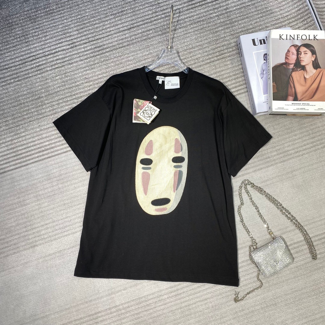 ユニセックス 人気 千と千尋の神隠し クルーネック ロエベ tシャツ コピー コットン 半袖 カジュアル トップス 