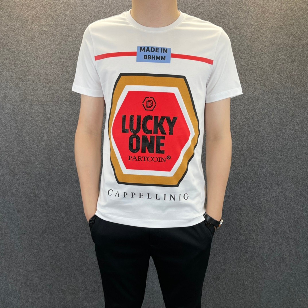 フィリッププレイン 半袖Tシャツ コピー 春夏 コットン カジュアル 目を引く クルーネック トップス