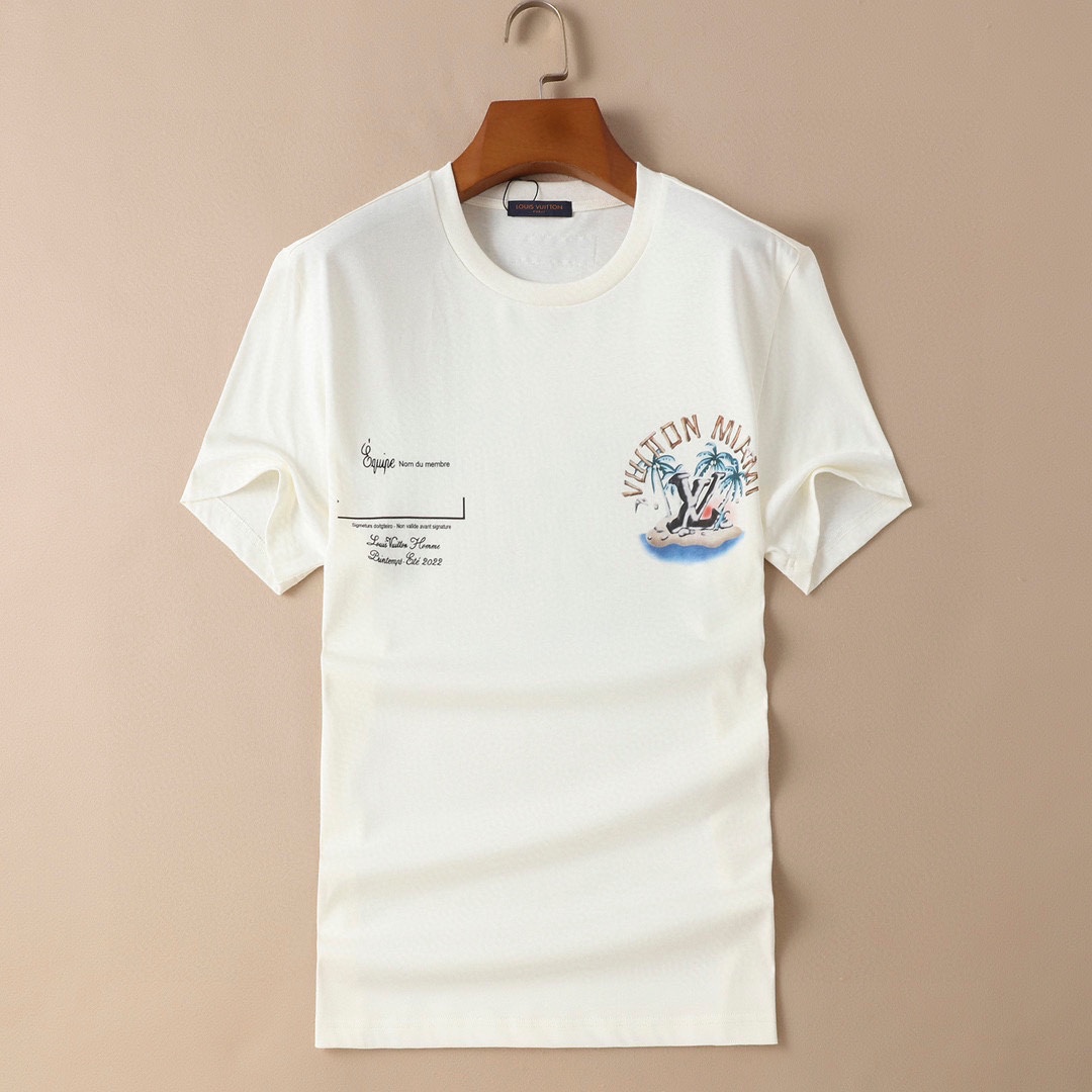 高級感 カジュアル ロゴ プリント クルーネック ルイ・ヴィトン Tシャツ コピー 春夏 半袖 トップス