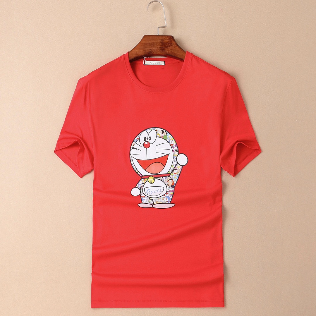 遊び心いっぱい 可愛いド ラえもん プリント グッチ 半袖Tシャツ コピー シルケット加工 クルーネック トップス