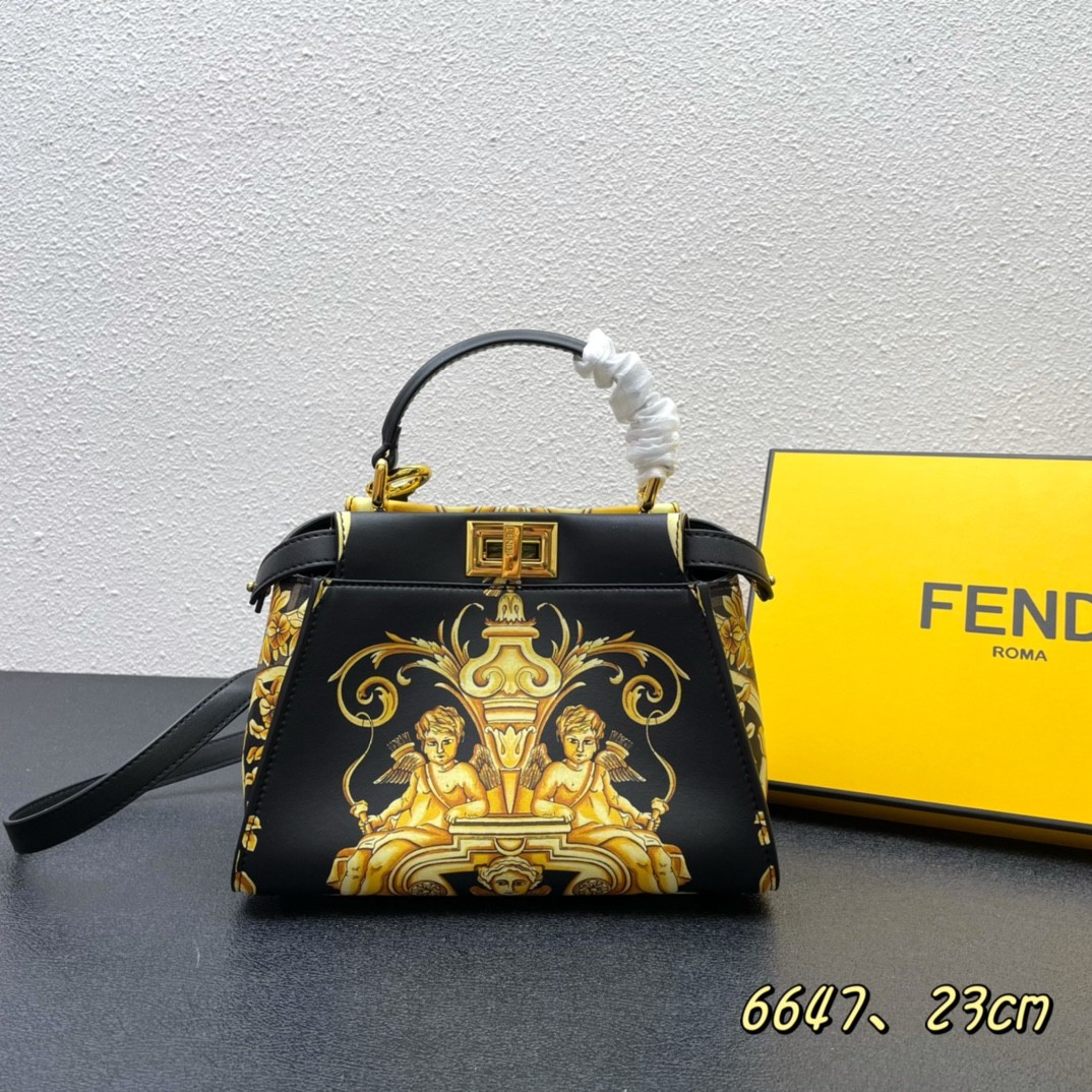 FENDI × VERSACE フェンダーチェ フェンディ バッグ 人気 コピー レディース エレガント プリント ハンドバッグ