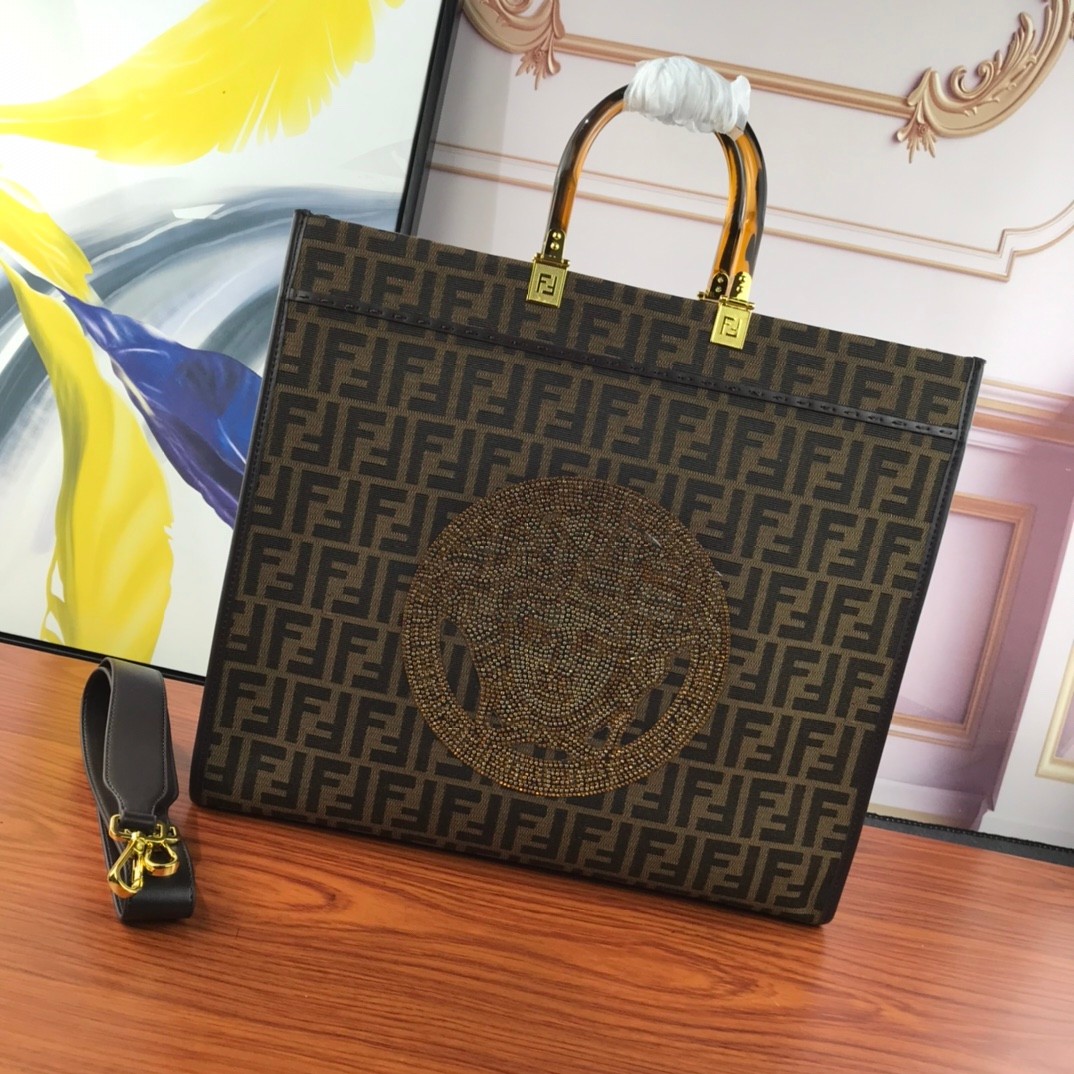 FENDI × VERSACE レディース 大容量 フェンディ バッグ 人気 コピー ショッピング マザバッグ トートバッグ