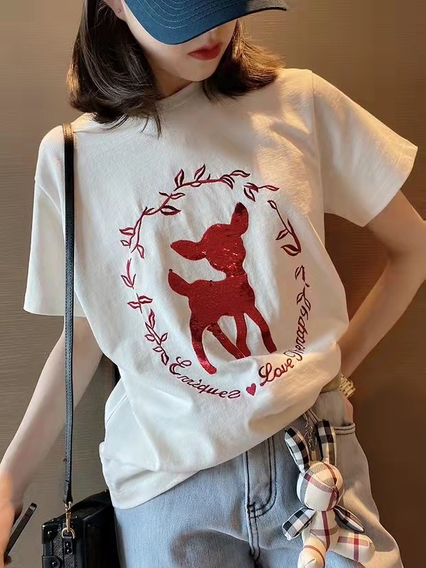 カジュアル おしゃれ ミュウミュウ 半袖tシャツ コピー ラウンドネック 人気 トップス