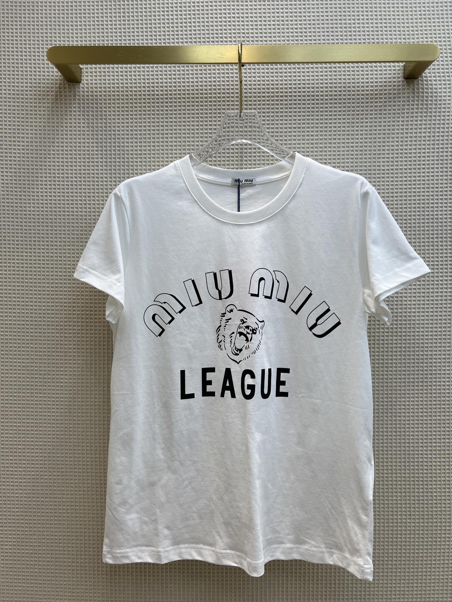 カジュアル ロゴ プリント クルーネック ミュウミュウ 半袖tシャツ コピー コットン トップス