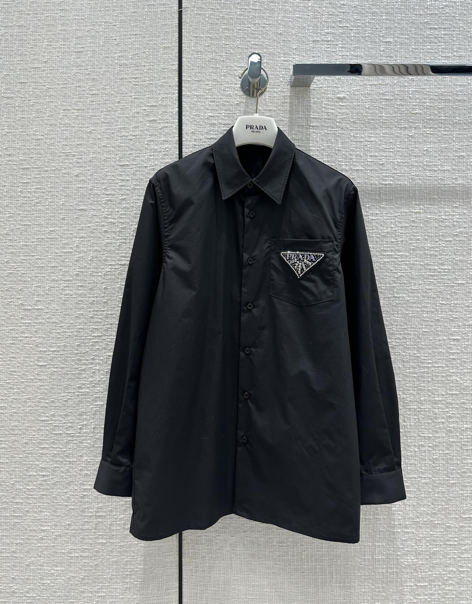 プラダ シャツ コピー 長袖 カジュアル ユニセックス オーバーサイズ ロゴ コットン 
