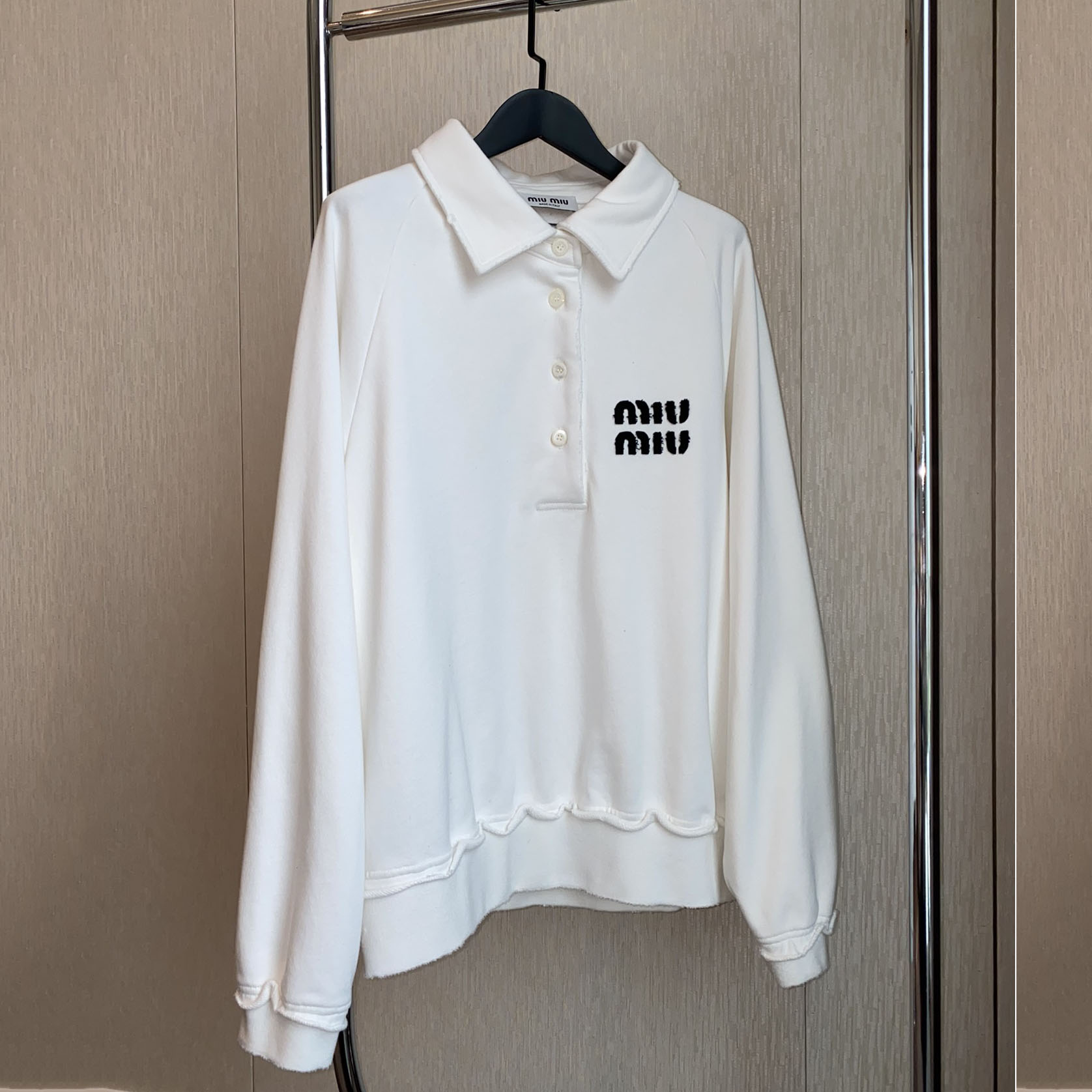 大人気！コットン ポロスウェットシャツ ミュウミュウ Tシャツ コピー 長袖 カジュアル