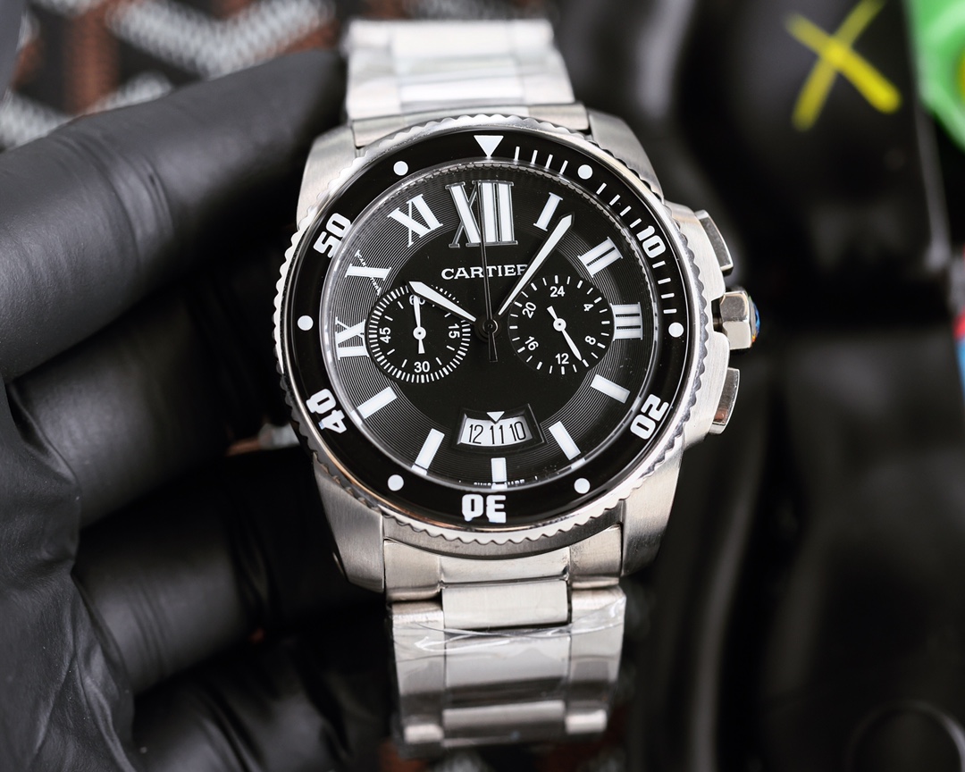 カジュアル メンズ 43mm クオーツ カルティエ 時計 人気 コピー 腕時計 サファイアクリスタル