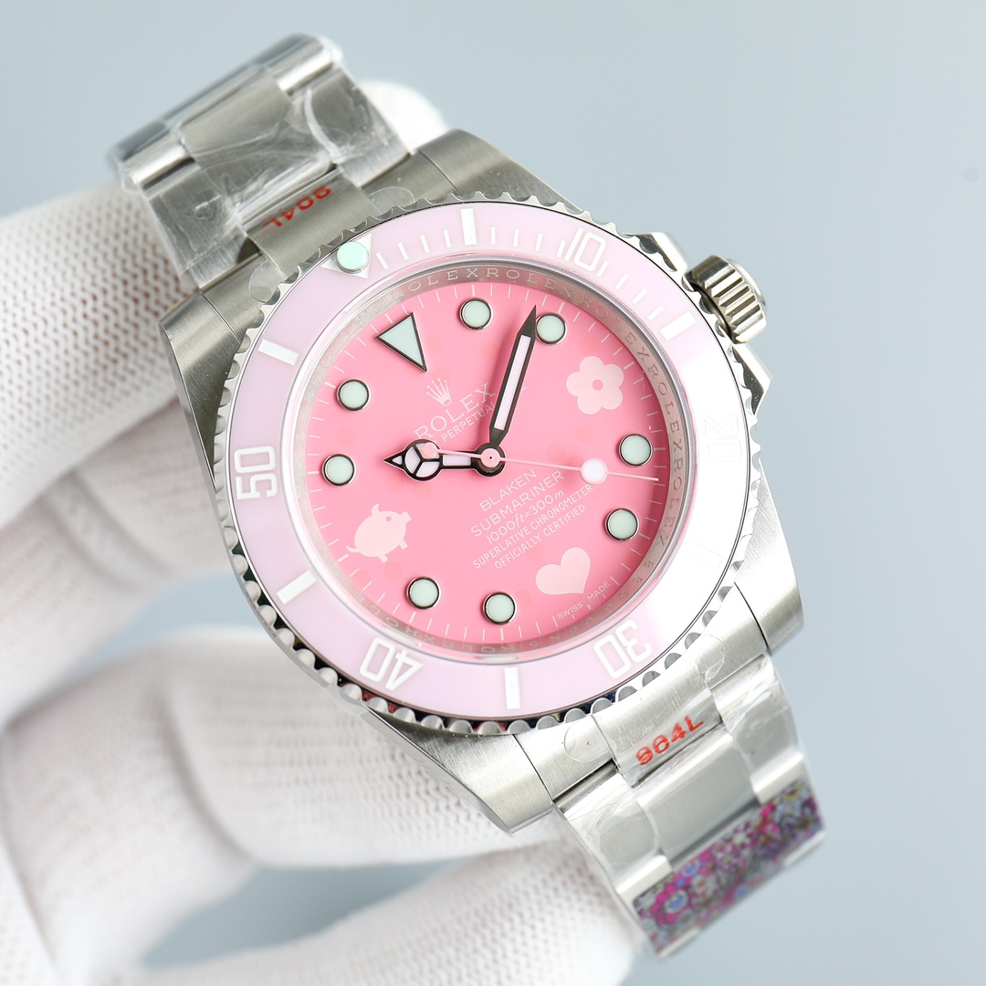 限定モデル 人気 メンズ レディース ロレックス 時計 コピー 40mm 可愛い ピンク 腕時計 ウォッチ