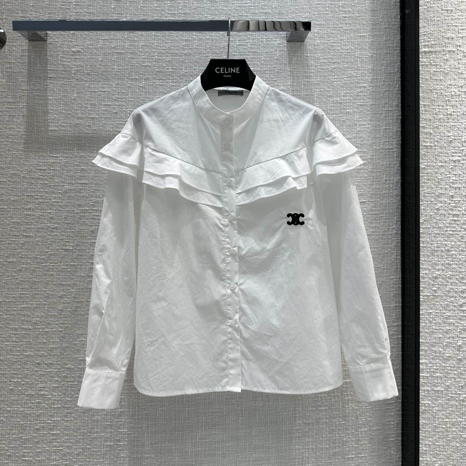 可愛い フリル トリオンフ ロゴ セリーヌ シャツ コピー 長袖 レディース トップス